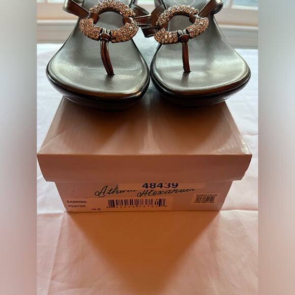 Athena Alexander Sabrina Pewter Rhinestone Sandals Size 10 Medium - Picture 2 of 8